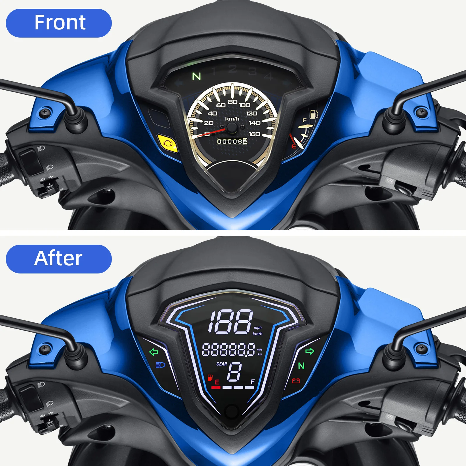 For Yamaha Lagenda 115 Fi Digital Motorcycle Speedometer Instrument RPM Tachometer Fuel Volt Alarm With Gear / Turn Signal Light