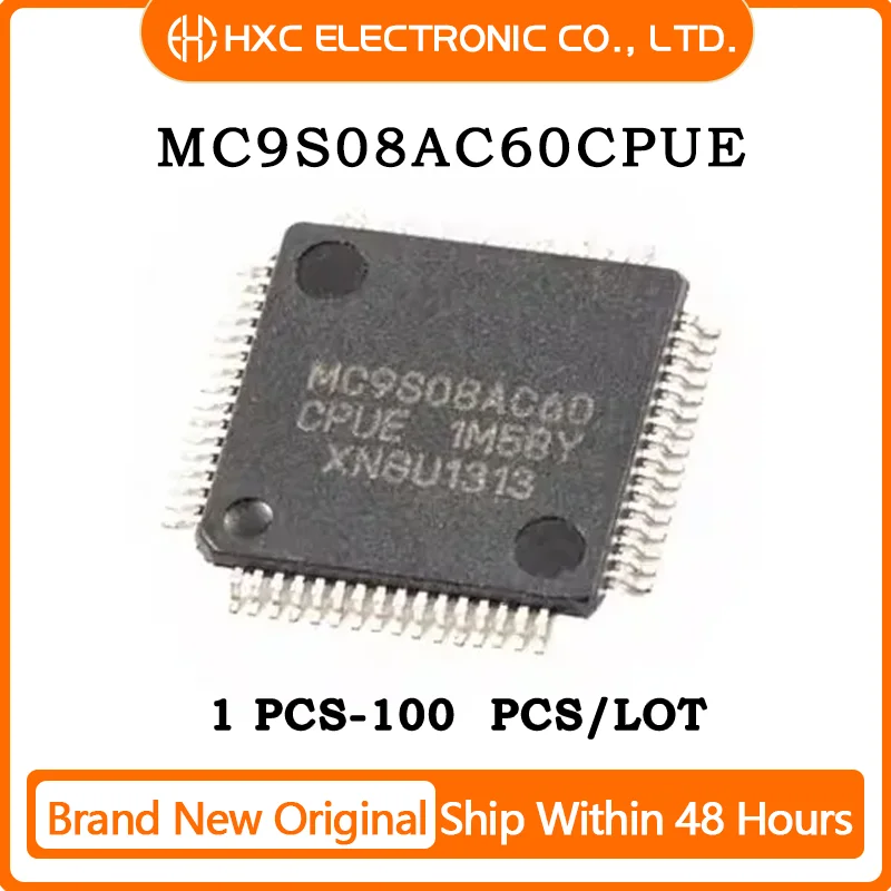 

5PCS/10PCS/50PCS 100% New MC9S08AC60CPUE MC9S08AC60 CPUE 1M58Y QFP-64 Chip