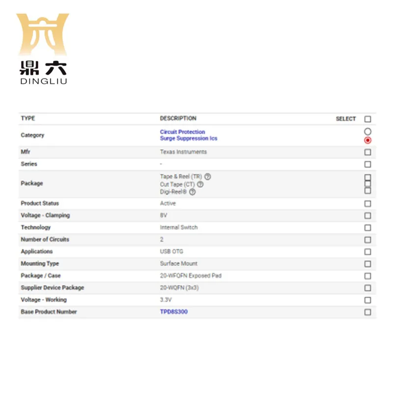 TPD8S300RUKR SURGE SUPP 8VC 2-CIRCUIT 20WQFN   TPD8S300RUKR IC