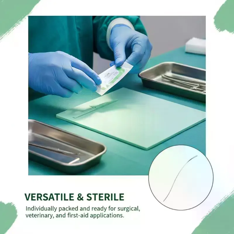 12Pcs 75cm 2/0 3/0 4/0 5/0 Needle Suture Nylon Polyester Thread Suture Practice Kit Teaching Demonstrations Exercises