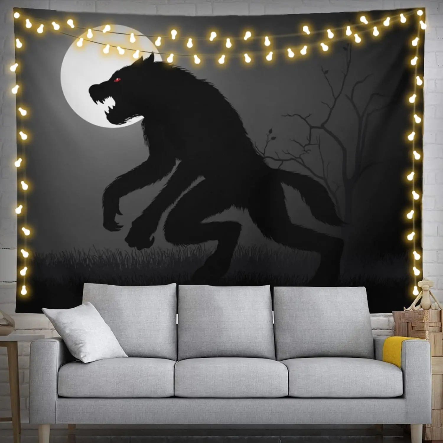 Male bedroom Werewolf Tapestry Wolf Wall Hanging Party Decorations Home Decor For Bedroom Living Room Dorm (200 X 150cm)