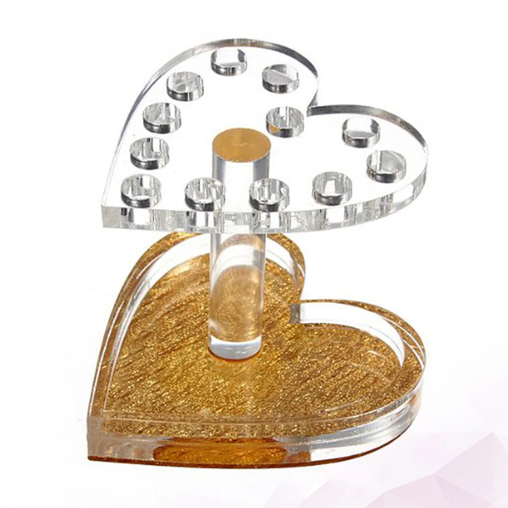 

1Pcs Heart Nail Art Pen Holder Silver Transparent Durable Practical Stand Nail Brush Tool Rest Holder for Gel Pen Decoration