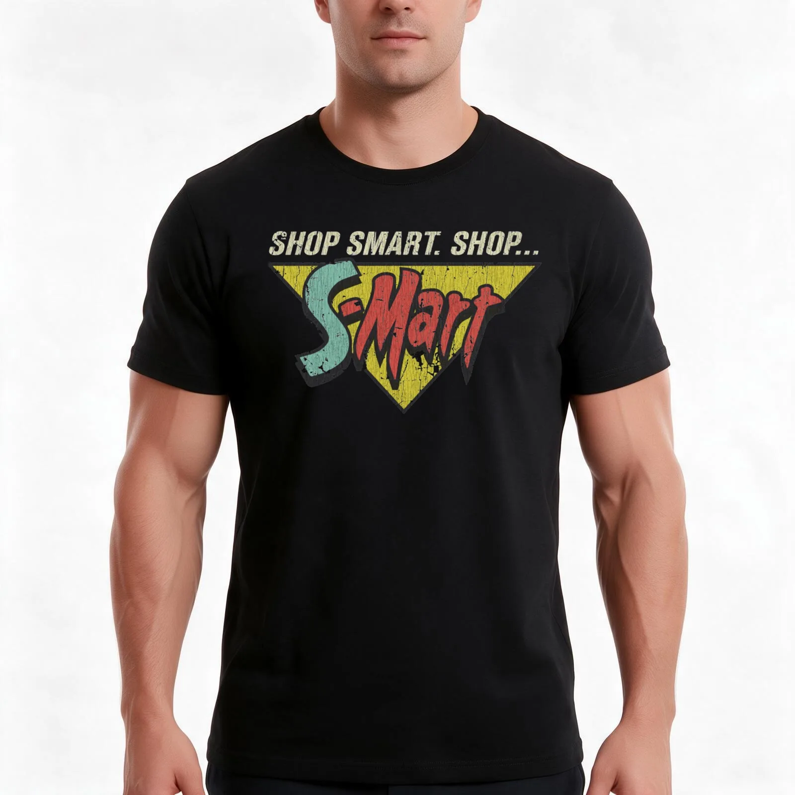 Shop Smart. Shop S-Mart! T-Shirt, Summer Casual Cotton Tee, Oversized Streetwear Tops, Vintage Graphic Print, Unisex Men Women
