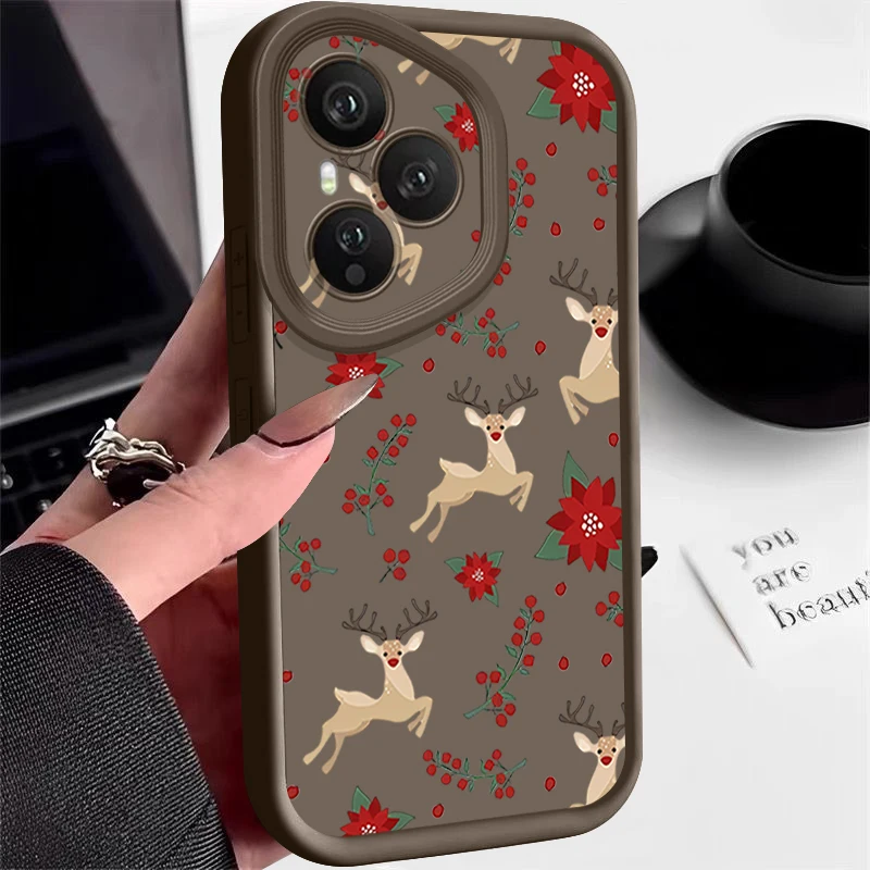 عيد الميلاد الغزلان الزهور حافظة هاتف من البولي يوريثان لهاتف Honor 400 200 Pro Magic7 Lite X8c X9c الذكية X6a X6b X6c غطاء سيليكون ناعم مقاوم للصدمات #1