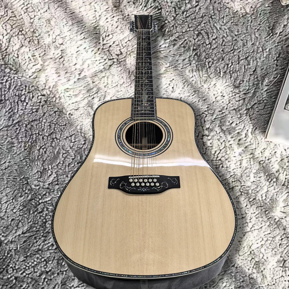 

41-inch D45 Series 12-String Solid Top Acoustic Guitar Full Abalone Shell Set with Deluxe Segment Acoustic Guitar