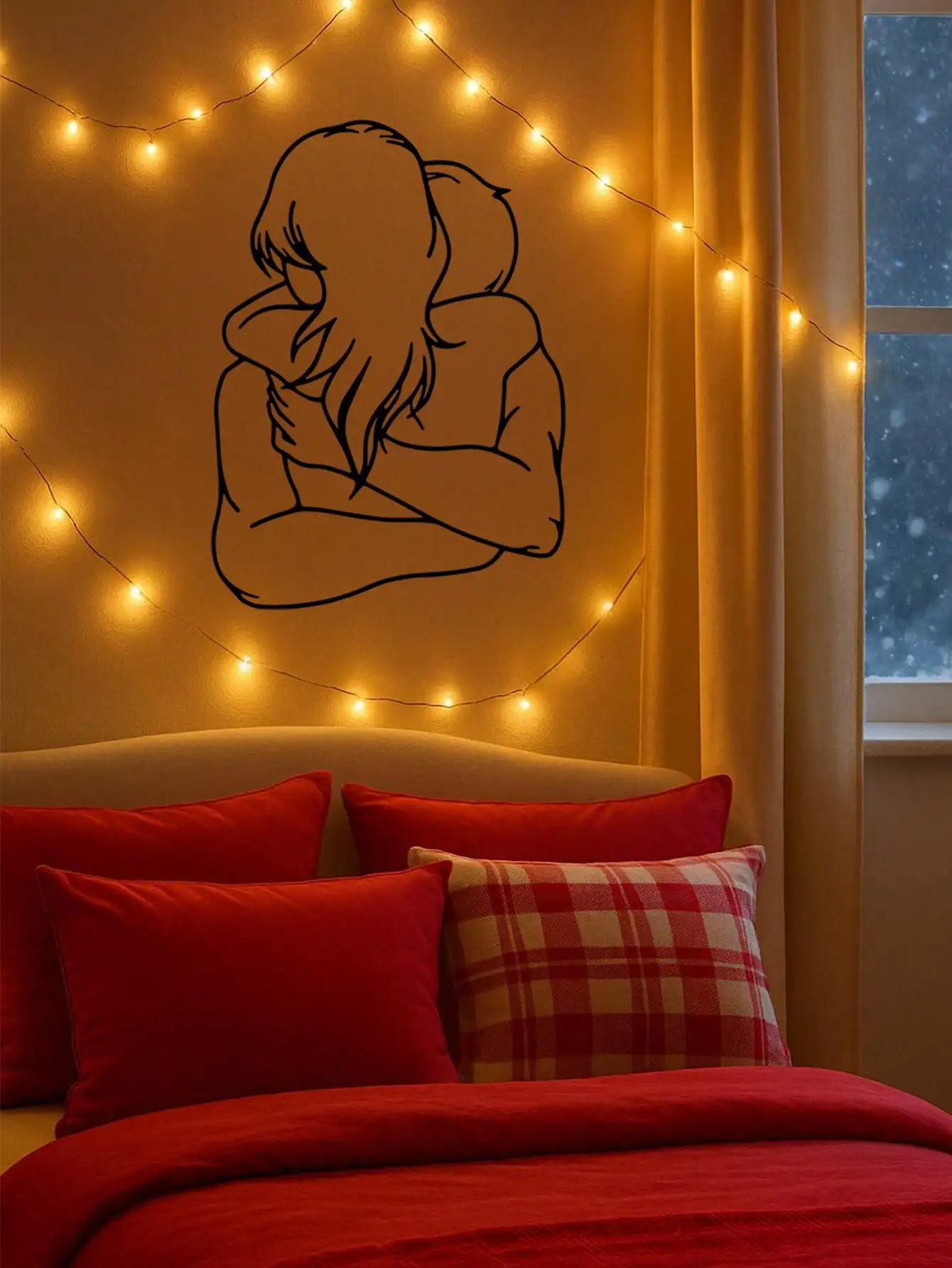 Indoor & Outdoor Wall Hanging - Lovers Embrace Metal Art for Living Room & Office