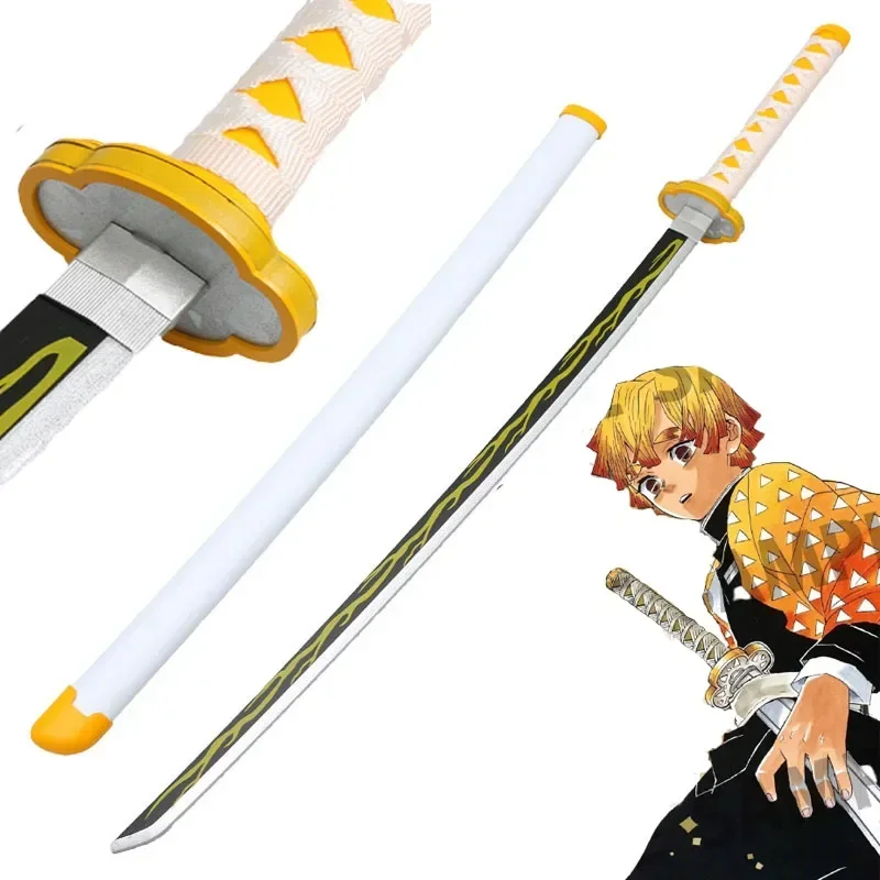 Dämonentöter 104 cm Cosplay Agatsuma Zenitsu Waffe Katana Rollenspiel Anime Satoman Tanjiro 41 Zoll Holzschwertmodell