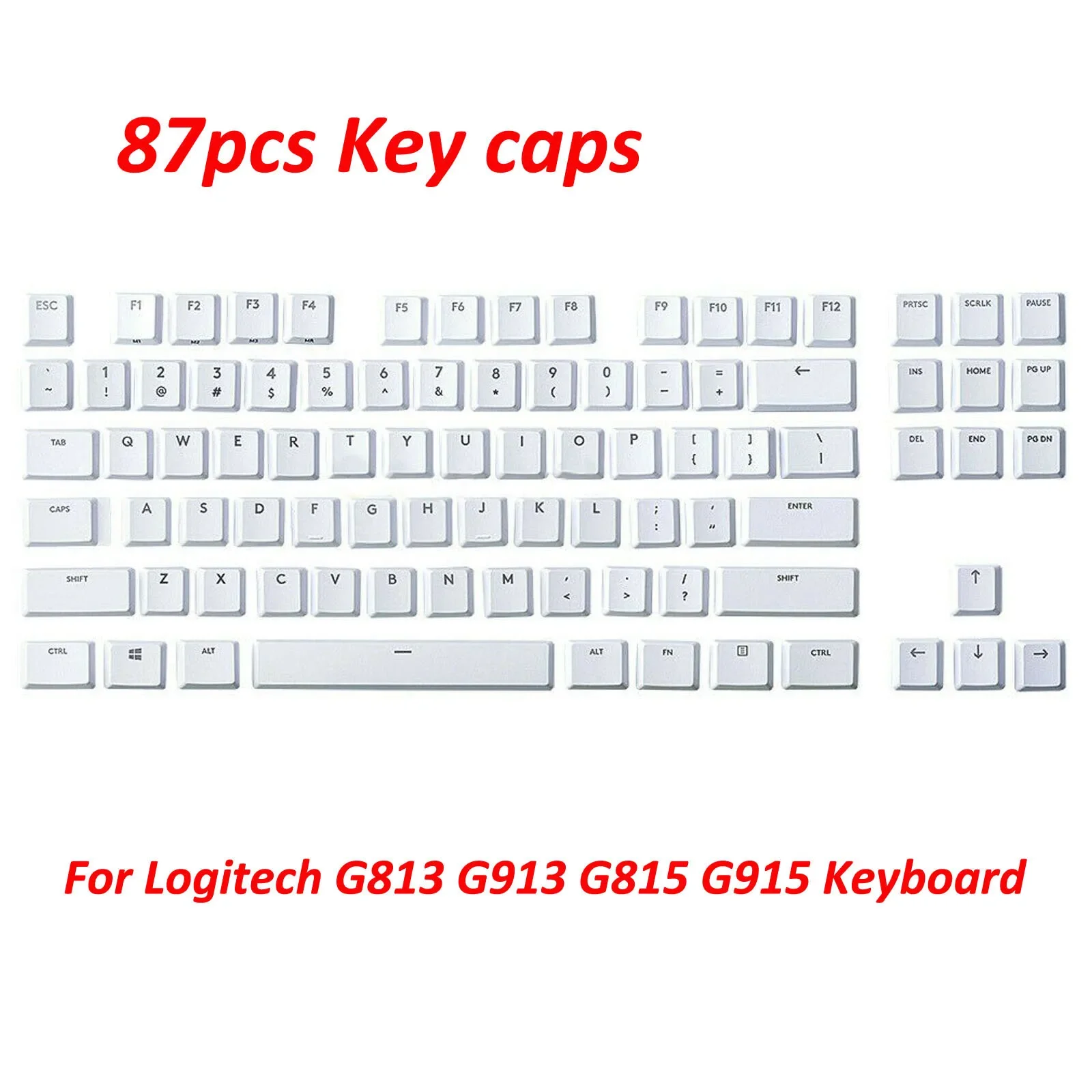 

White full set keycaps 87keys 89keys for Logitech G813 G815 G913 G915 G913 TKL G915 TKL Keyboard