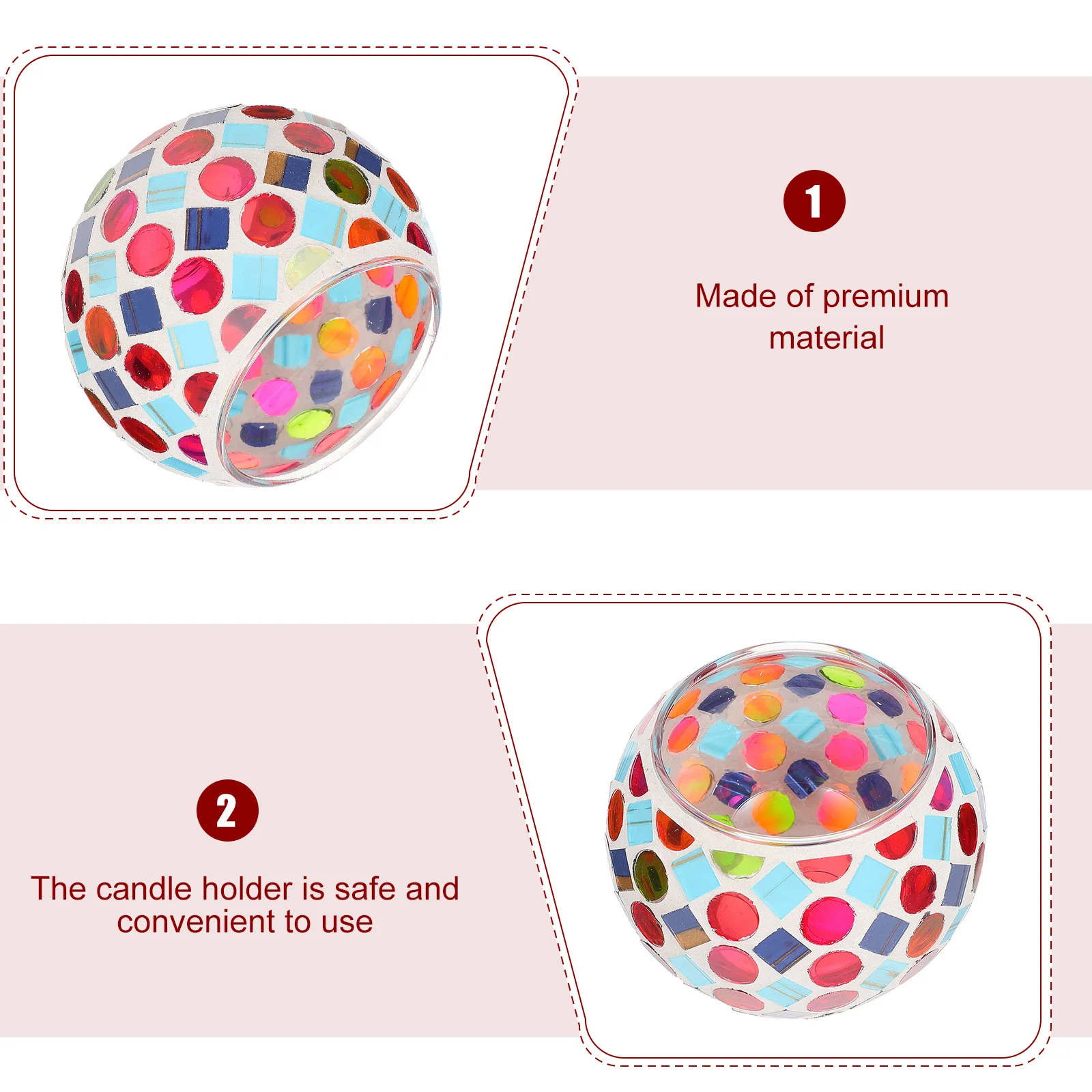 

Colorful Mosaic Glass Holder Elegant Handmade Home Decor Table Candlestick Tealight Holder Romantic Ornament