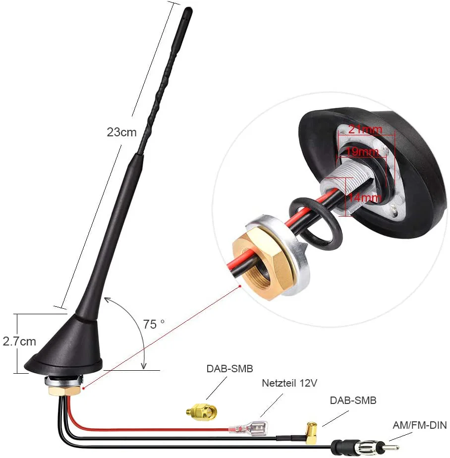 Imagem -03 - Superbat-antena Amplificador Digital Dab Universal Antena de Rádio do Carro Conector Aéreo Smb Aérea Dab Dab am fm Montagem no Telhado