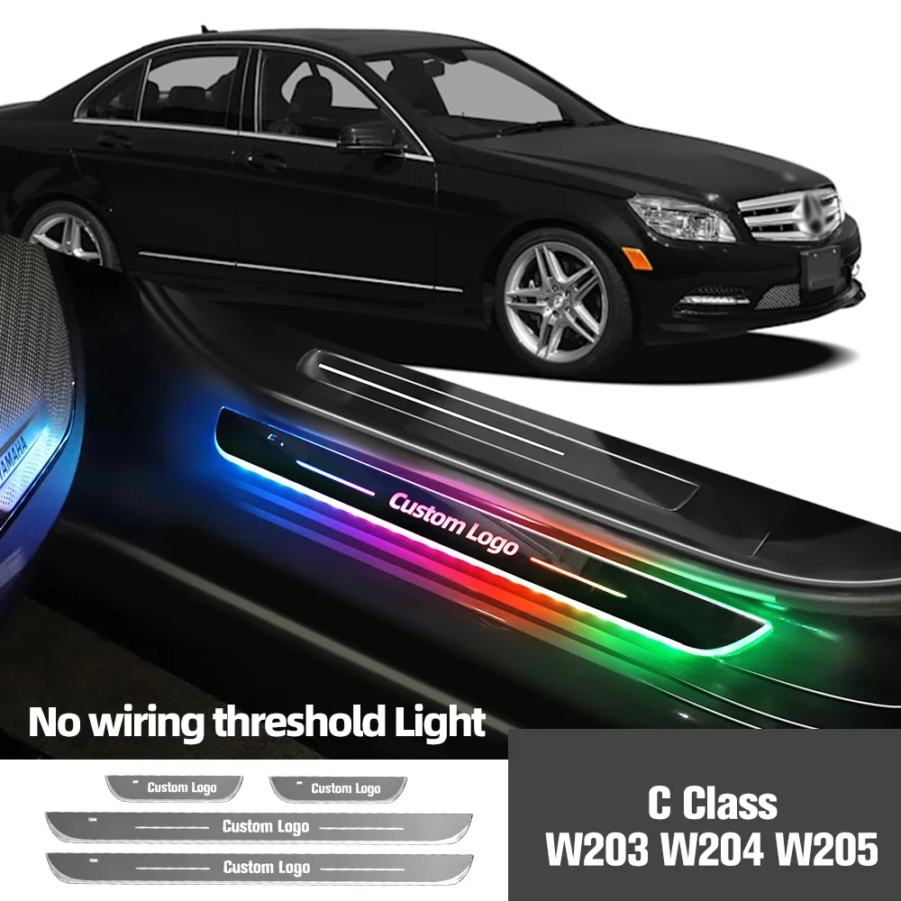 

For Mercedes Benz C Class W203 CL203 W204 W205 Car Door Sill Light Customized Logo LED Welcome Threshold Pedal Lamp Accessories