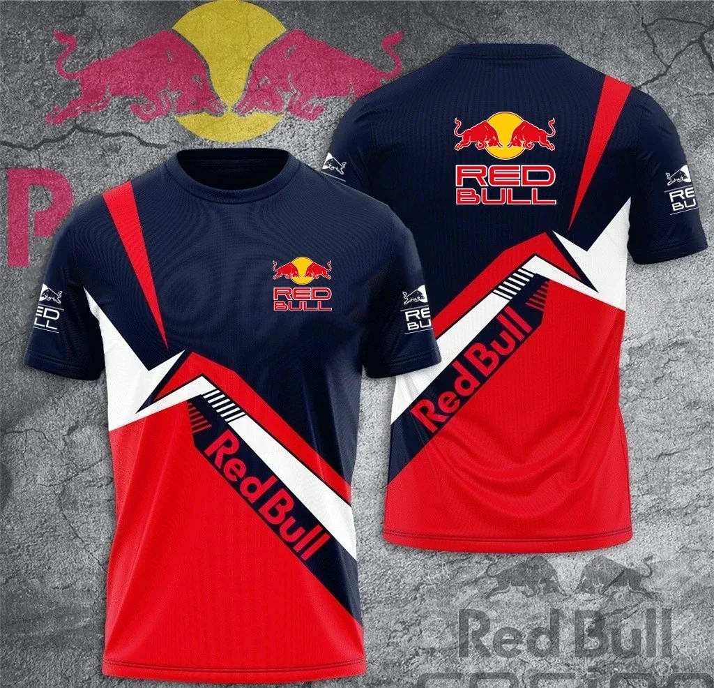 

Red Bull Racing Pattern Men's T-shirt Extreme Sports Leisure Short Sleeve Top Men's Hunting Mountain Bike Red Bull Cycling Jerse