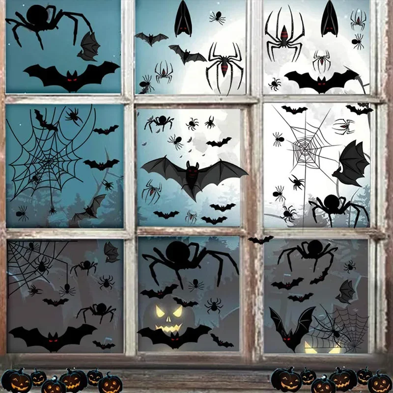 Halloween Stickers Spider Bat Horror Ghost Festival Window Stickers Party Festival Decoration Electrostatic Stickers