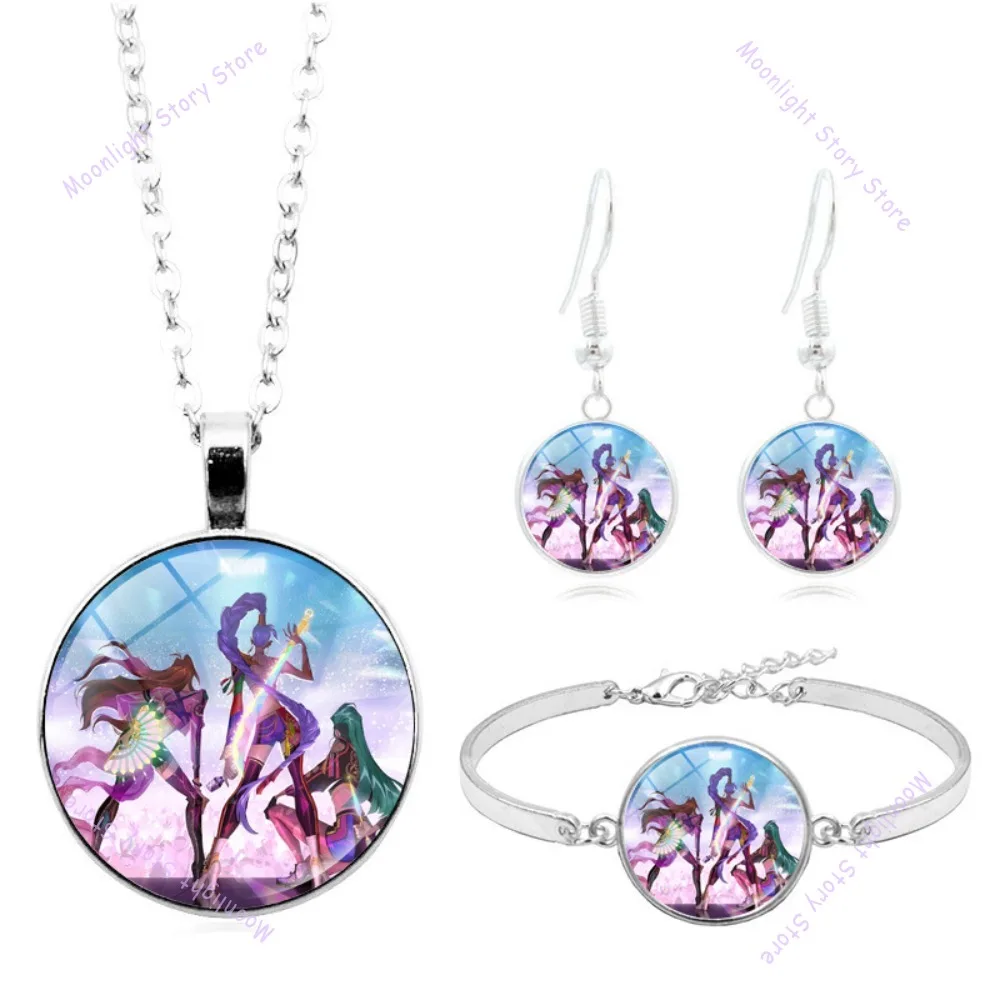 مجموعة إكسسوارات عصرية من K Pop Demon Hunters قلادة فرقة صيد الشيطان للارتداء اليومي مجموعة هدية لمحبي أقراط سوار