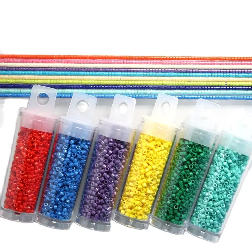 MKY Beads 2.0MM 10Grams/Tube Glossy Multiple Colors Glass Beads For DIY Needle Work Sewing  Dress Adornment