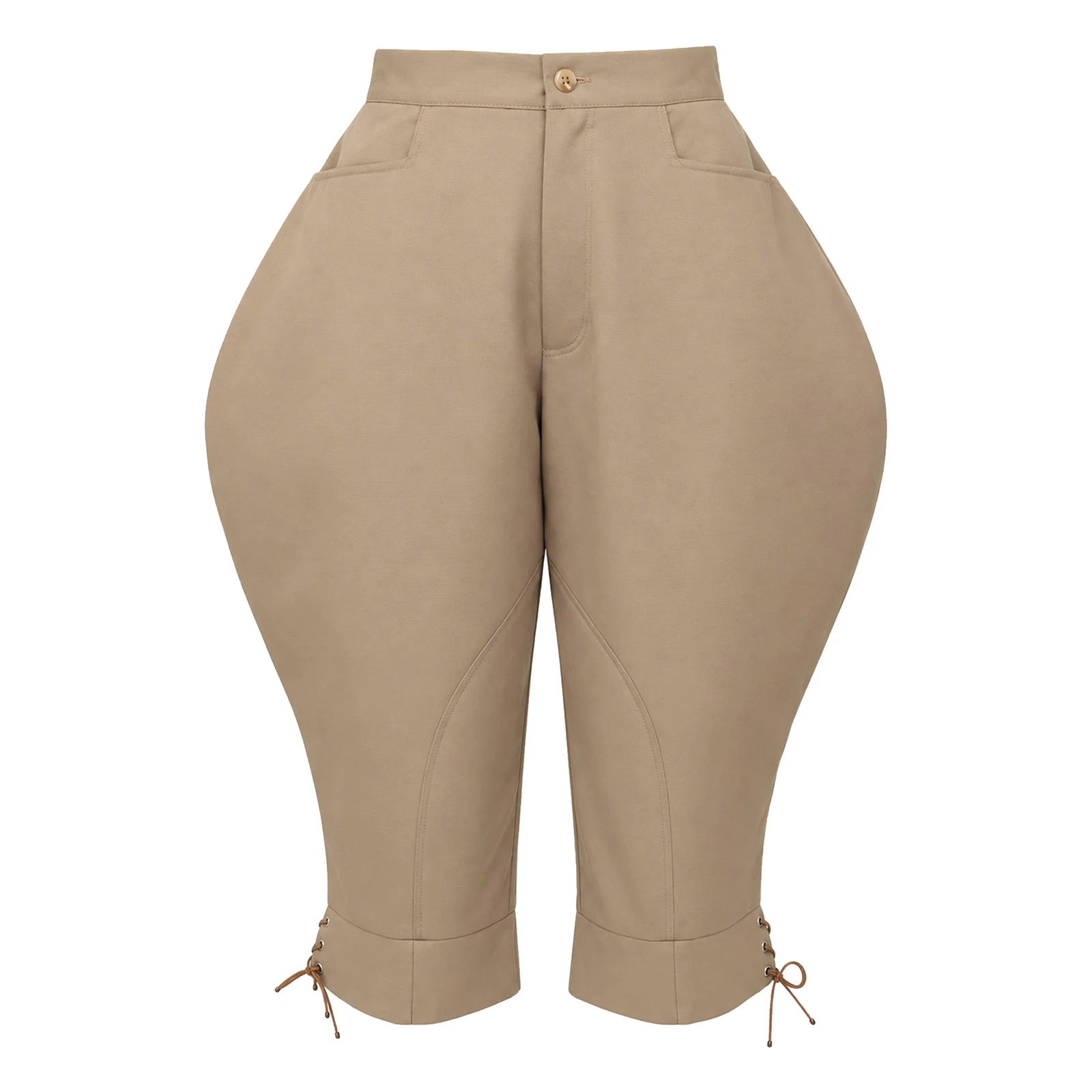 Women Professional Horse Riding Pants 3/4 Length Pants Zip Quick-Dry Tight-Fitting Cycling Sports Pants w/Pockets for Equestrian