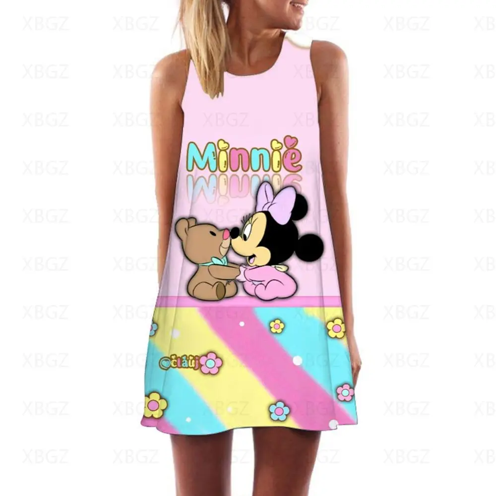 Moda Minnie Mouse abiti per donna 2022 Top abito da donna topolino estate donna Cool Disney Mini Cartoon Beach Print Boho Sexy