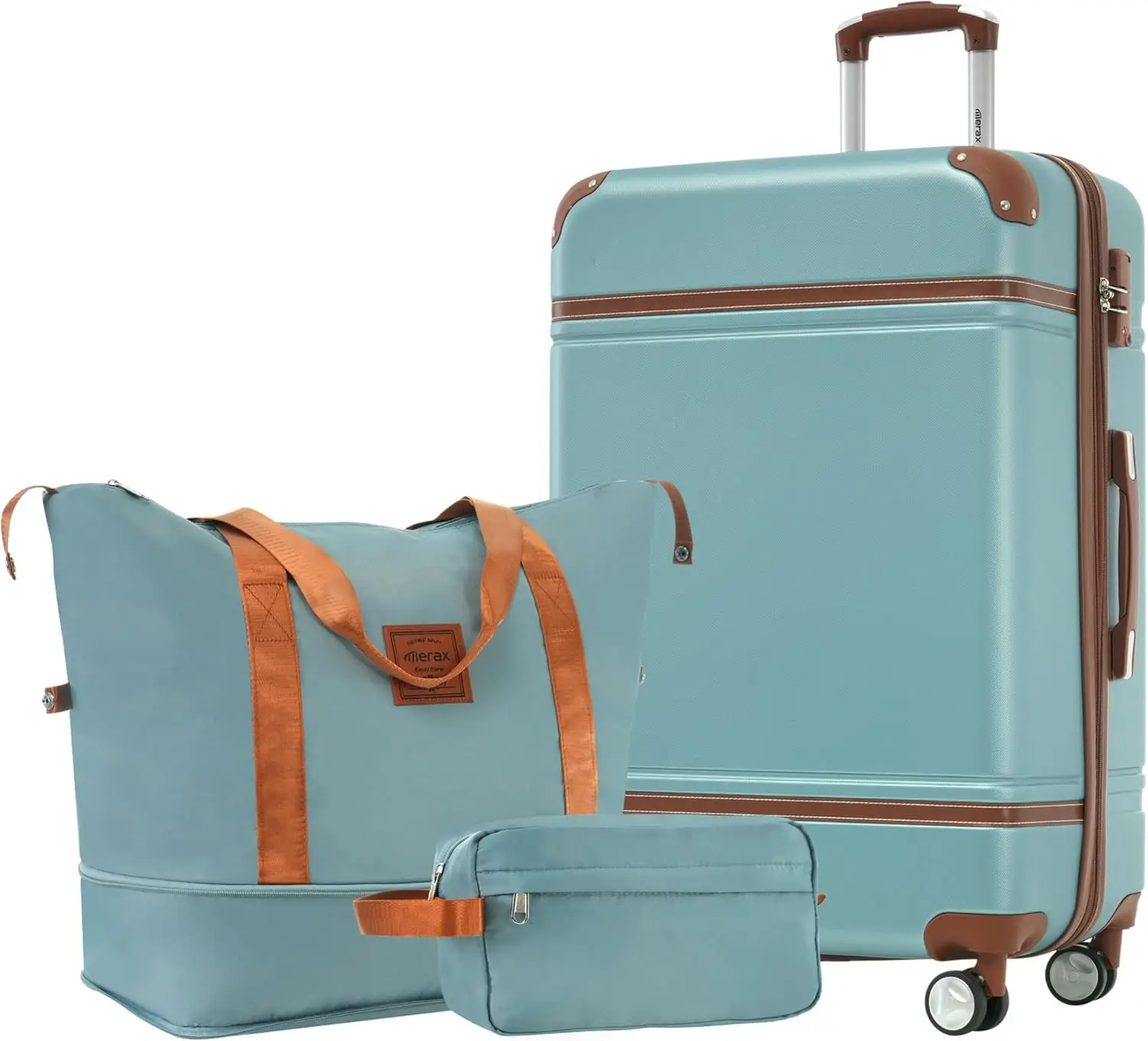 Merax Koffer Set 24 Inch Uitbreidbare Bagage Met Tsa Lock Spinner Wielen Hardshell Lichtgewicht Vintage Bagage Met Reizen