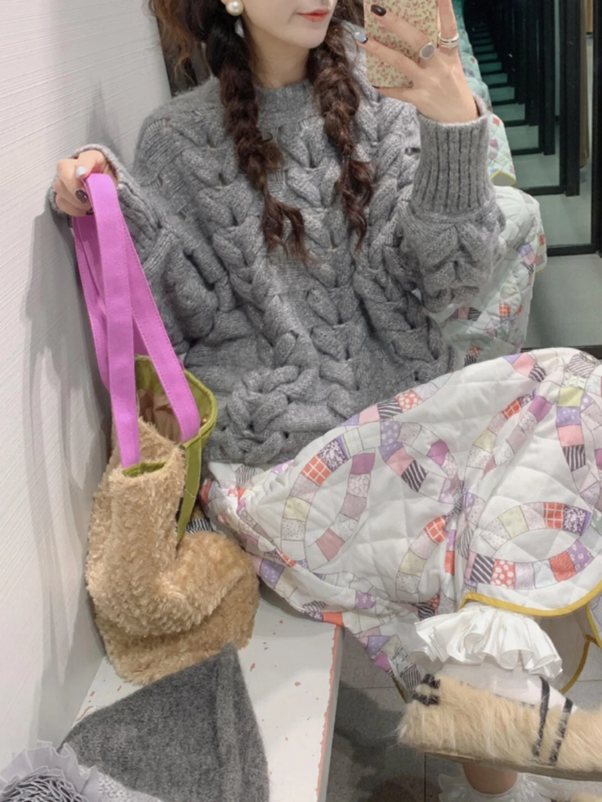 

ay Thi Yarn Knitted Loose Sweater Women's Sle Lazy Faion High-End Feeling Autumn Winter Thiened Warmth Long Sve ...