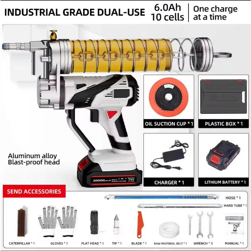 Pistola per grasso multiuso ad alta efficienza Pistola per grasso elettrica senza fili da 900 cc Pistola per grasso professionale prodotta in fabbrica