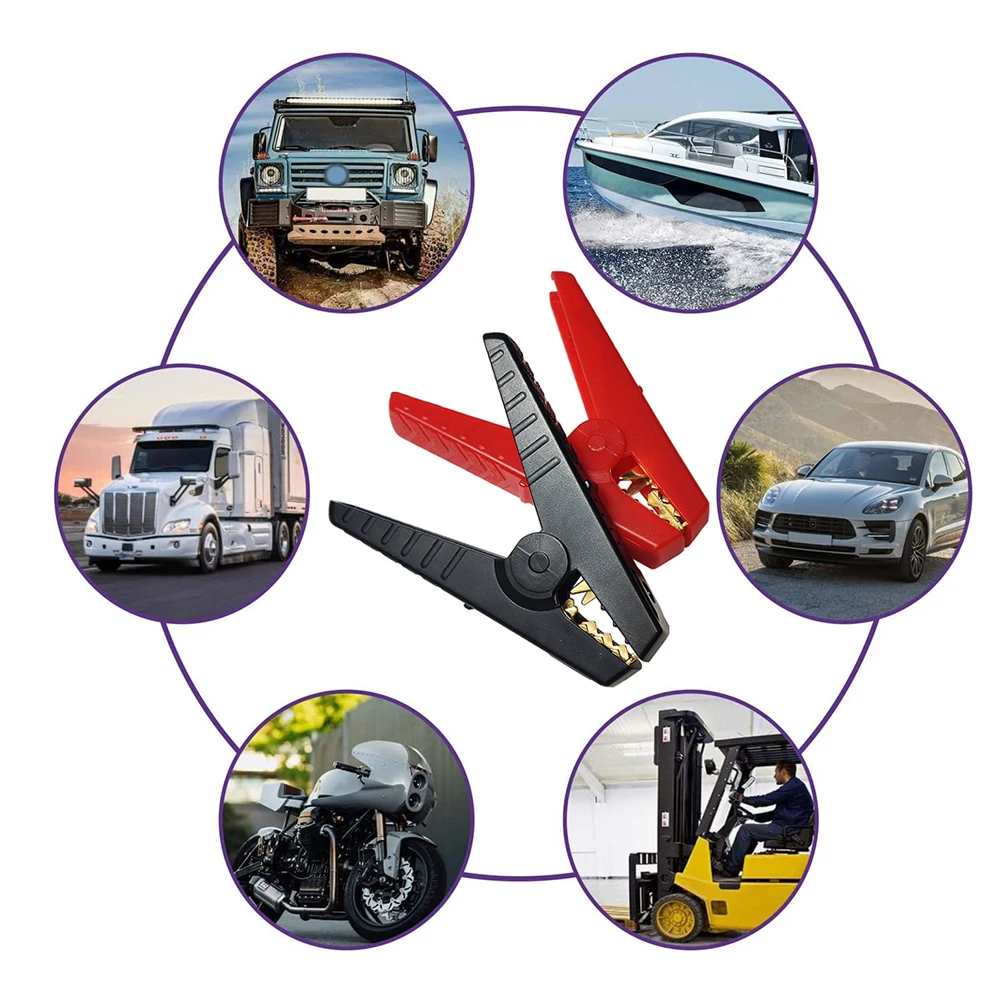 Car Battery Charger Clamps 148mm Pure Copper Jumper Cables Boost Clamp Crocodile Alligator Clips Suitable for 12V 24V 36V Input