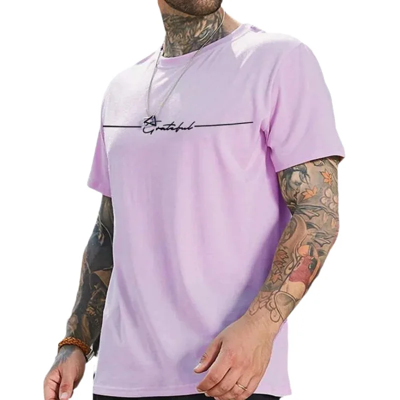 Men's Printed T-Shirt Short Sleeve Casual Sportswear Simple Design for Independent Stores