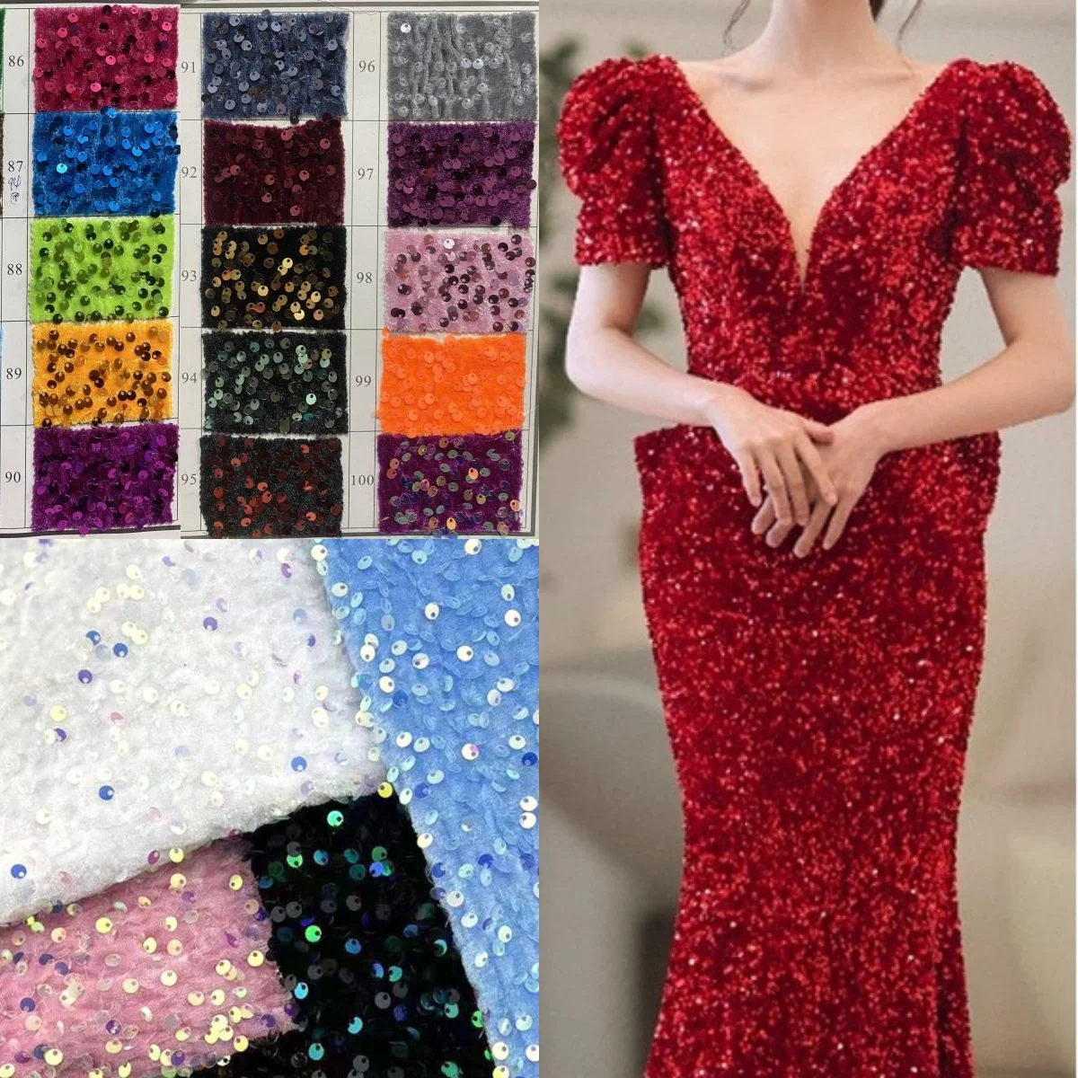 

Velvet 5MM sequin fabric bead embroidery colored sequin non inverted velvet fabric sewing party clothing stage dress DIYdesigner