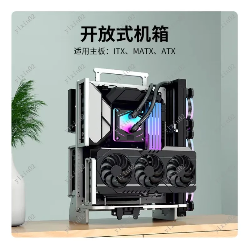 Portable Aluminum Alloy Open Chassis Water-Cooled Computer Case for RTX 4090 Support MATX ITX - Portable Gaming PC Enclosure