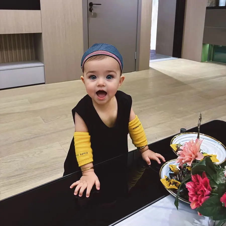 1/5pcs Baby Knee Pads Hoop Sock Elbow Pads Toddler Crawling Knee Pads Infant and Child Knee Pads Smiling Face Knee Pads