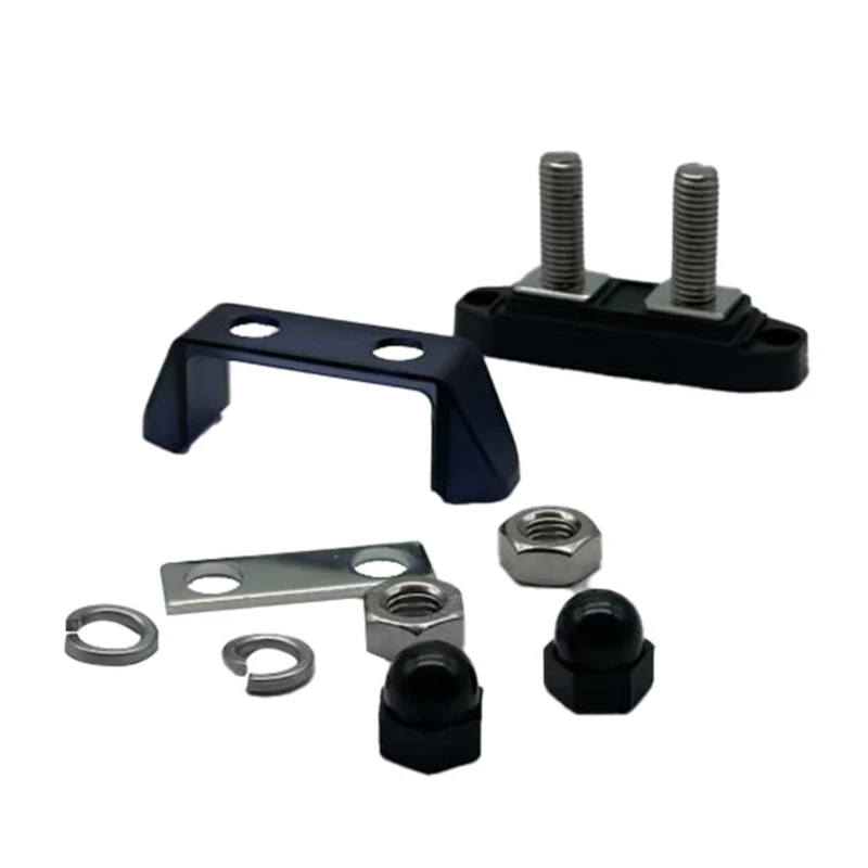 2 Terminal Bus Bar 150A Bus Bar Block Cover Ground Distribution Terminal Block Heat Shrink Ring- Terminals for Caravans