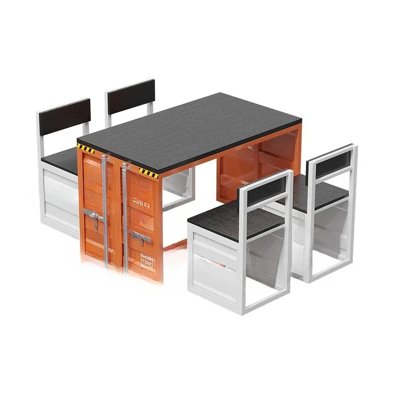 Industrial style milk tea dessert shop cafe hotel negotiation Internet celebrity bed and breakfast card seat solid wood double s