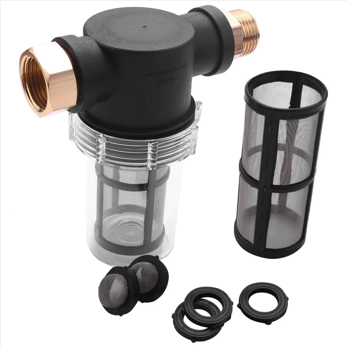 Budget-Friendly Sediment Filter Attachment Garden Hose Inlet Pressure Washer for Outdoor Gardening Water (100 Mesh Screen) + Ext