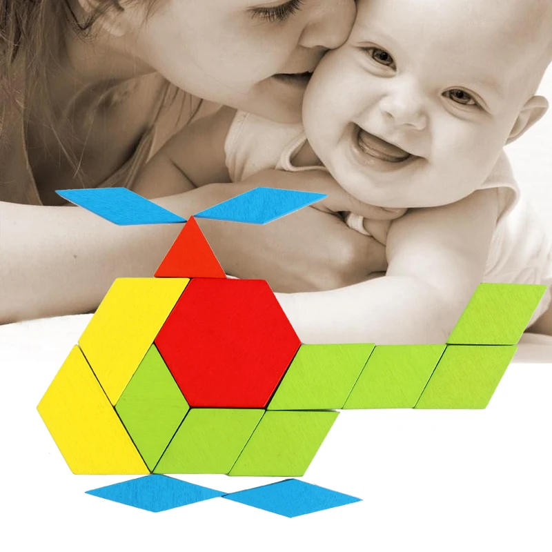 ألغاز هندسية على شكل فارز كتل خشبية تطوير الخيال الألغاز المغناطيسية الآمنة Tangram اللون الهندسي التعليم المبكر