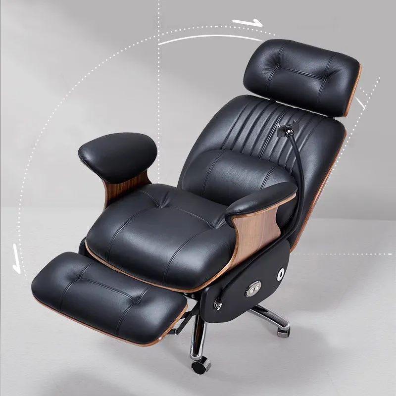 High-back Electric Office Chair High-end Leather Recliner Comfortable Sedentary Boss Chair Massage Ventilated Computer Chair