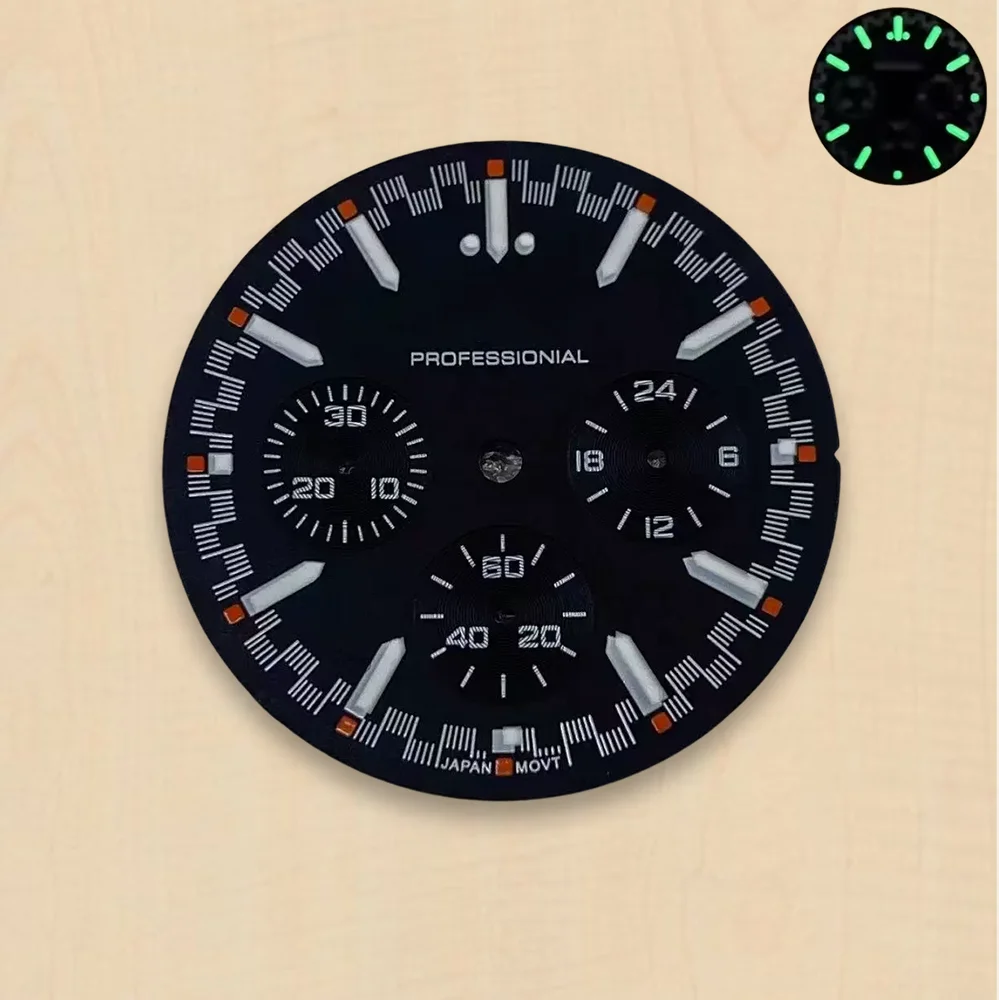 Green Luminous Speed High-Quality Dial 32.5mm S Dial Fit VK63 Movement 32.5MM vk63 Watch Modification Accessories - view 4