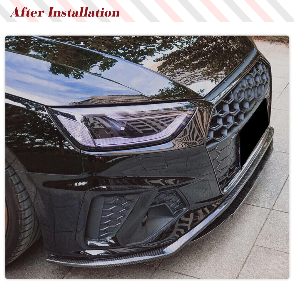 Real Carbon Fiber Car Front Lip Chin Spoiler For Audi A4 B9 S-LINE S4 B9.5 Sedan 2020-2023 Car Front Bumper Splitters Lip