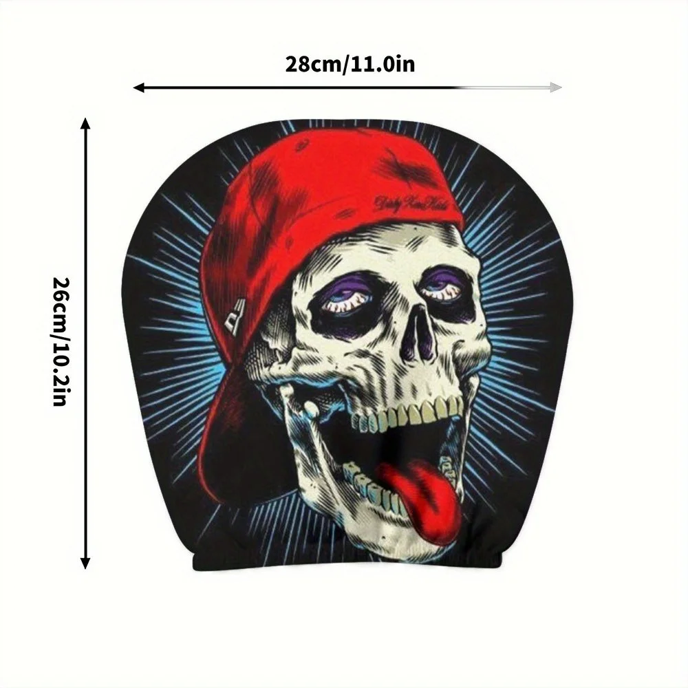 2pcs Hip-Hop Skull Print Car Headrest Covers,Universal Fit,Easy to Install and Machine Washable Protective Sleeves,Urban Commute