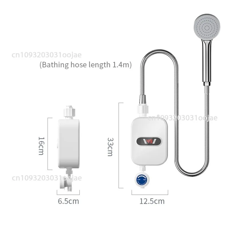 Mini Instant Water Heater Shower Waterproof 304 Stainless Steel Electric Water Heater Shower Rapid Heating LCD Digital for Hotel