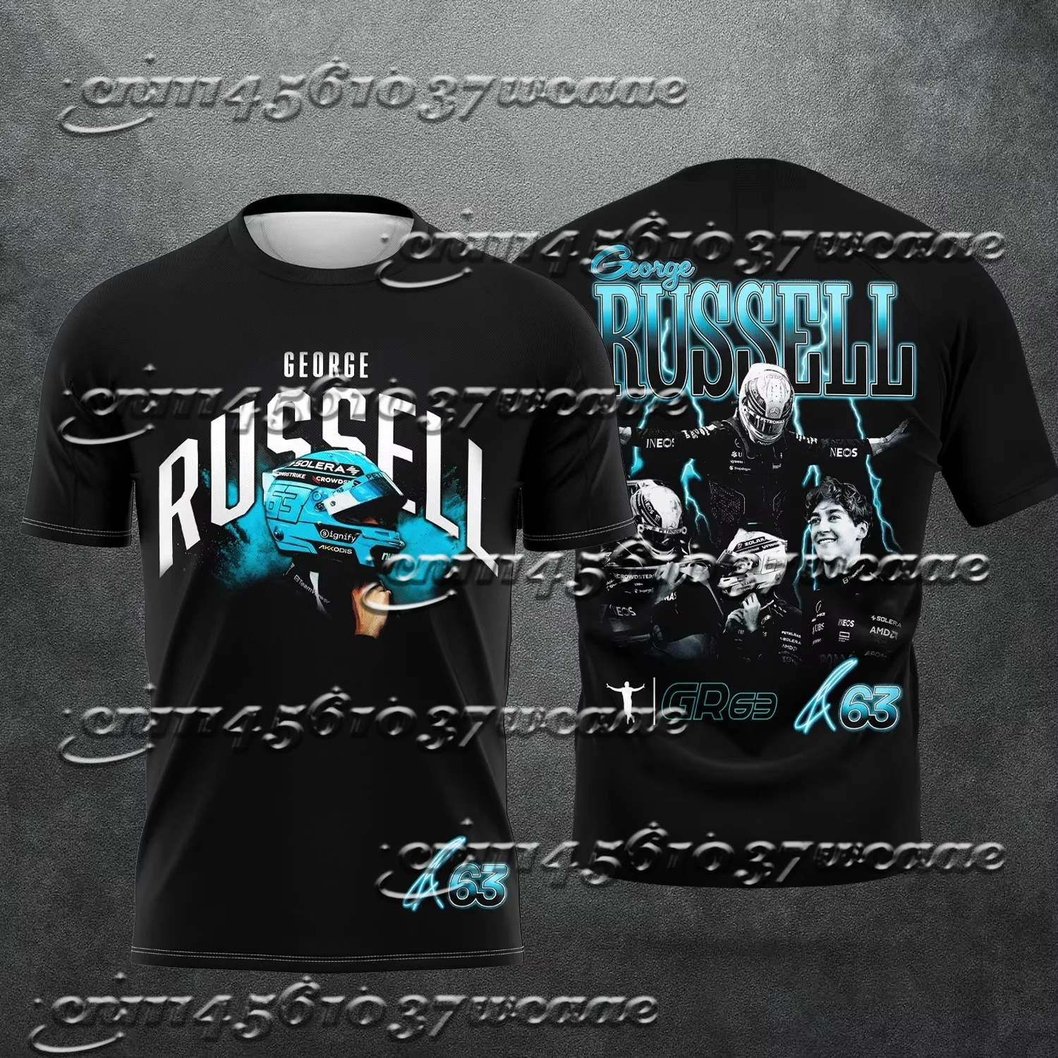Nuevo Auto de Carreras 2026 # Camiseta para fanáticos de George Russell de 63 Driver, informal, de verano, de manga corta, a juego para la familia