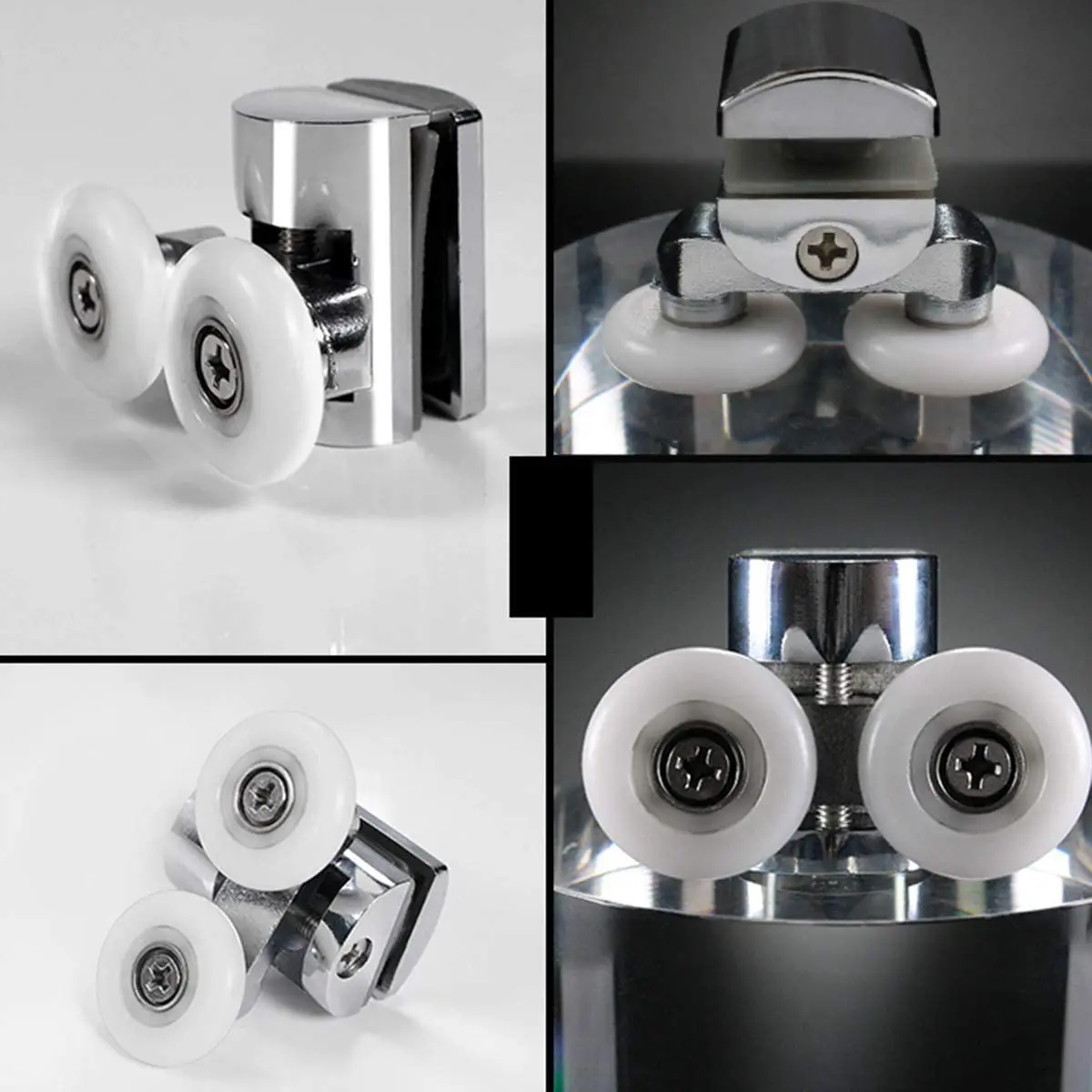 4 pezzi ruote per porta doccia rulli per porta doccia da 23mm ruota doppia in lega di zinco per impieghi gravosi per entrambe le porte doccia scorrevoli piatte