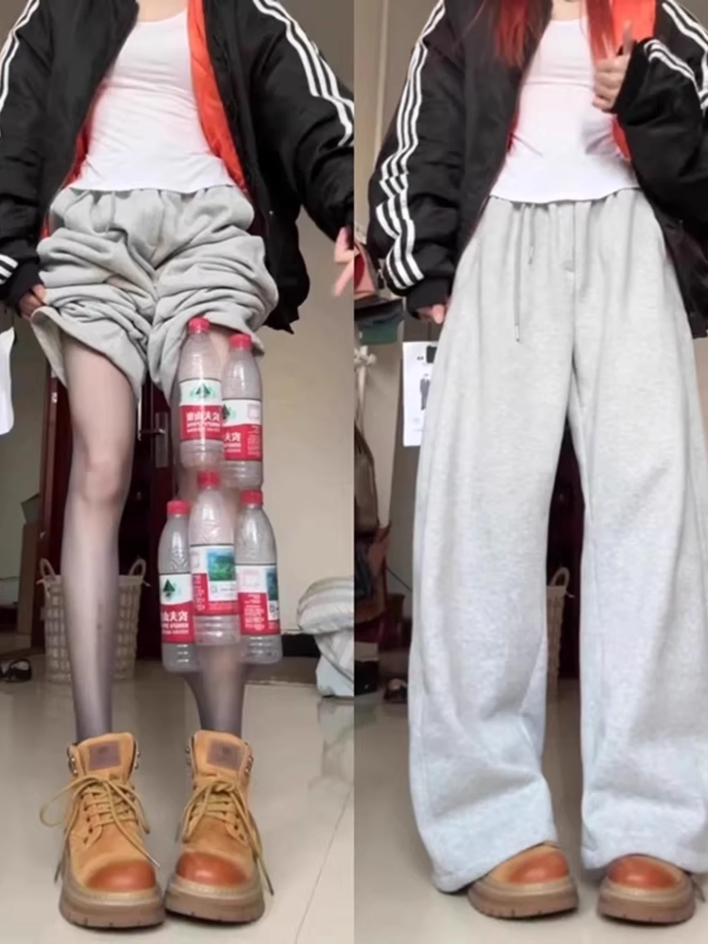 

Winter Fce-lined A-line Trousers Wide-leg Knife- Casual Pants ex ey Flannel Comfortable Loose Fit Youth Faion