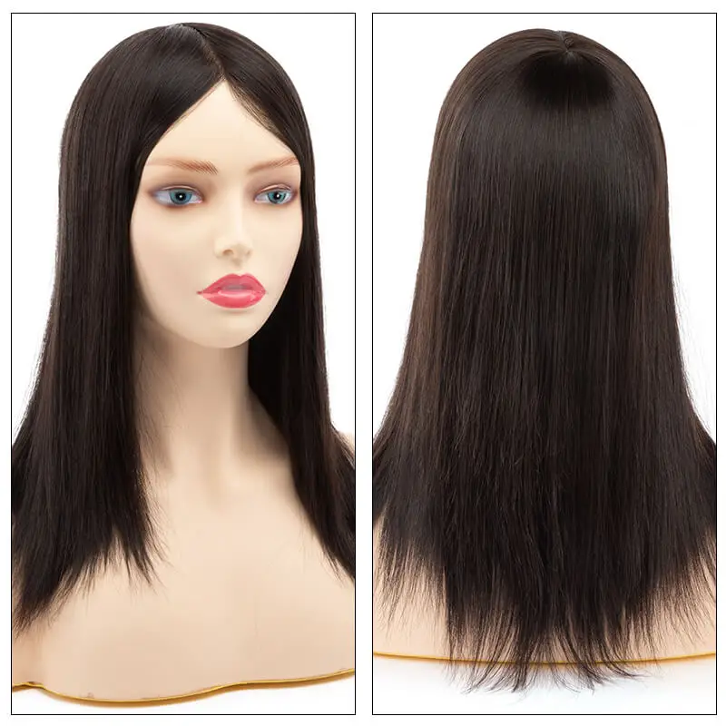 Long Hair Toppers With Clips For Woman Injected Skin Women Topper 100% Chinese Culticle Remy Human Hair Wigs Natural Hairpieces