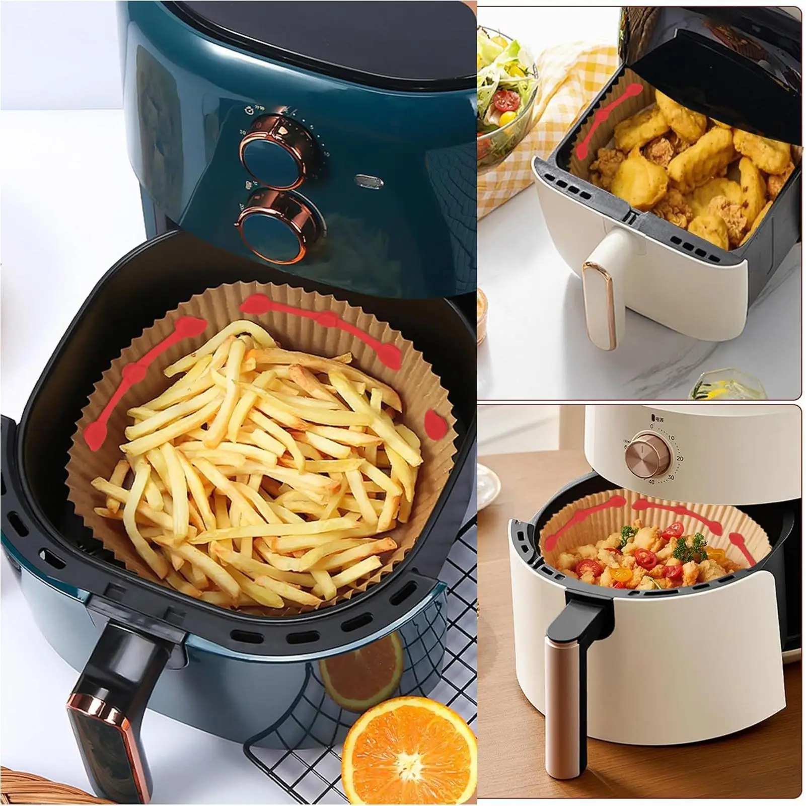 Imanes para freidora de aire, soporte de papel pergamino de 12 piezas, bloqueo seguro para la preparación del almuerzo, cena familiar, dormitorio universitario, cocina rápida de aperitivos