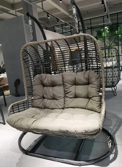 

-Двойные садовые стулья-качели из ротанга, подвесной уличный стул-корзина-качели с яйцом