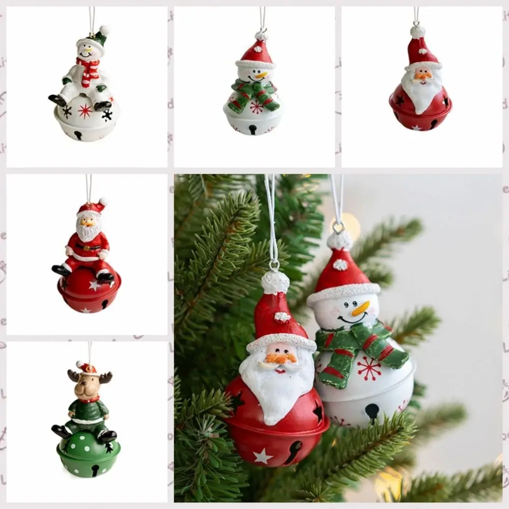 

Cute Christmas Santa Bell Pendant Resin/Iron Hanging Snowman Christmas Tree Pendant Santa Claus/Snowman/Elk Xmas Tree Pendant