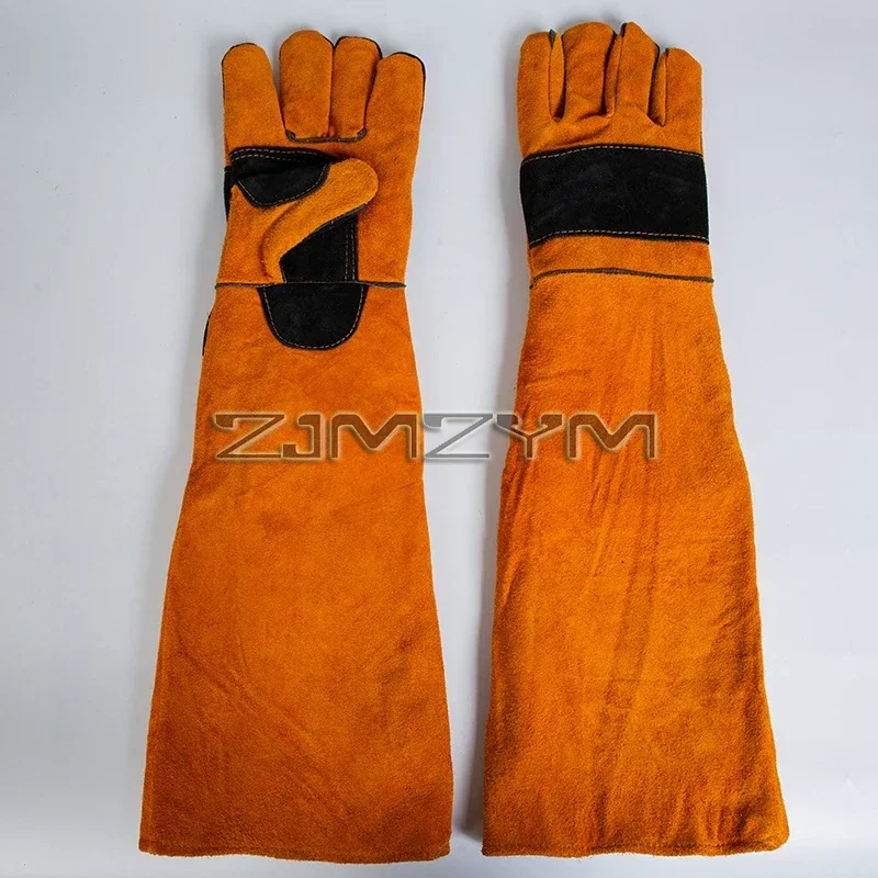 60cm /45cm Leather Forge MIG Welding Gloves,Heat/Fire Resistant Stove and Barbecue Gloves,Palm Reinforcements rękawice kowalskie