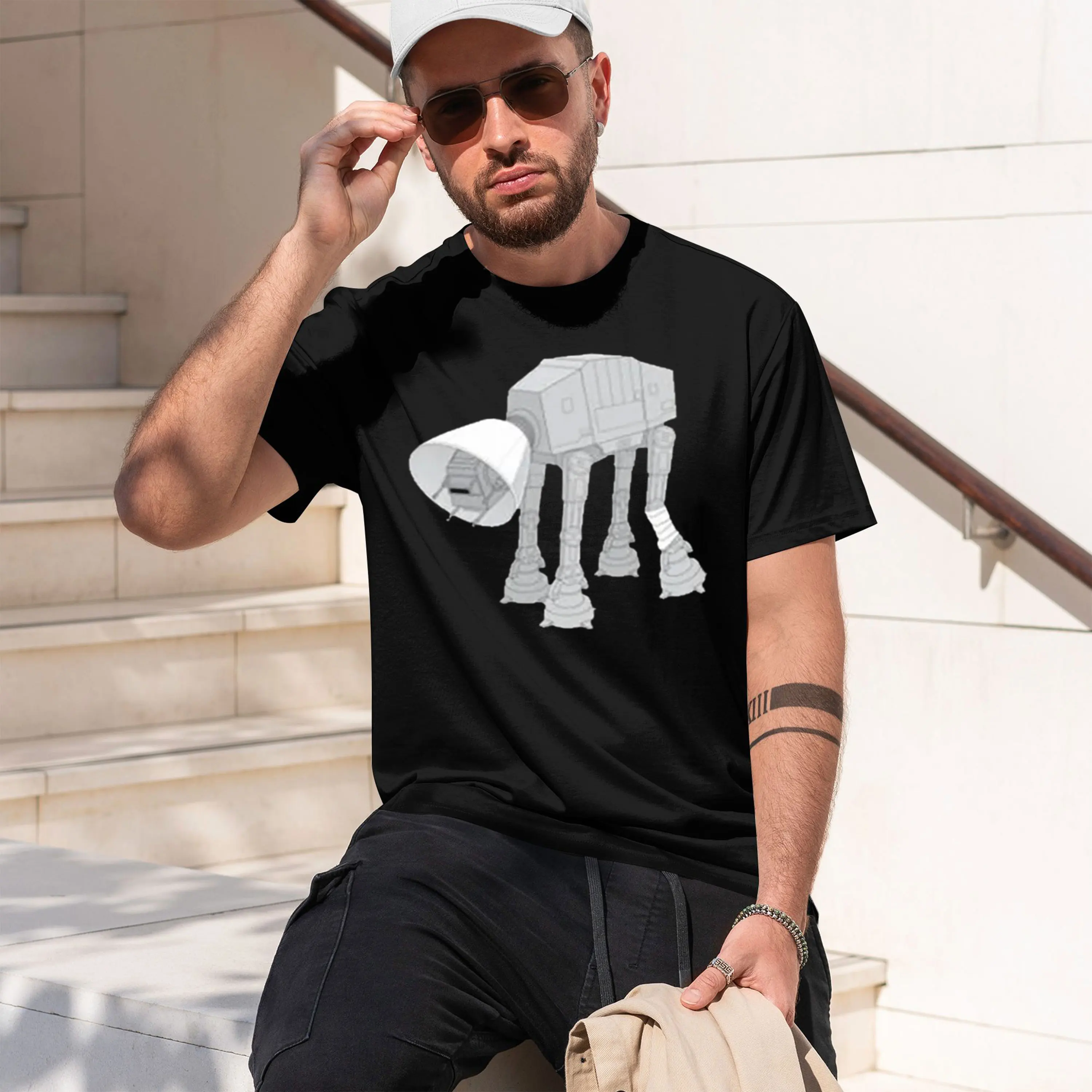 Science Ftion Style Men's T-Shirt At At Walker Pattern Summer Casual Wear Gift For Fans 2026 New Model Short-sleeve crewneck TSh