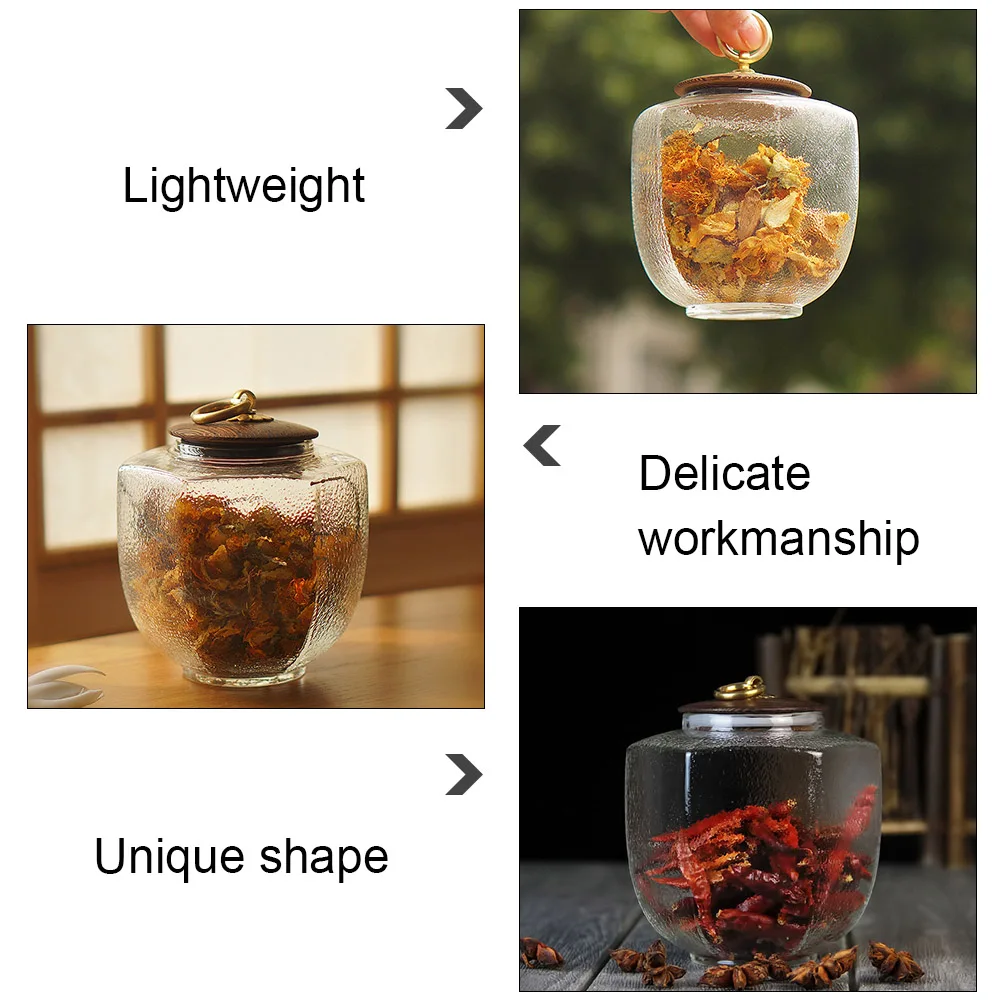 

Hammered Glass Tea 800ml Large Eight Sided Airtight Storage Container For Tea Coffee Nuts Rice Grain Kitchen Canister