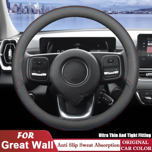 Imagen 1 del producto Cubierta de cuero para volante de coche, accesorio Interior transpirable y antideslizante para Great Wall Poer King Kong 2022, 2023, 2024, 2025
