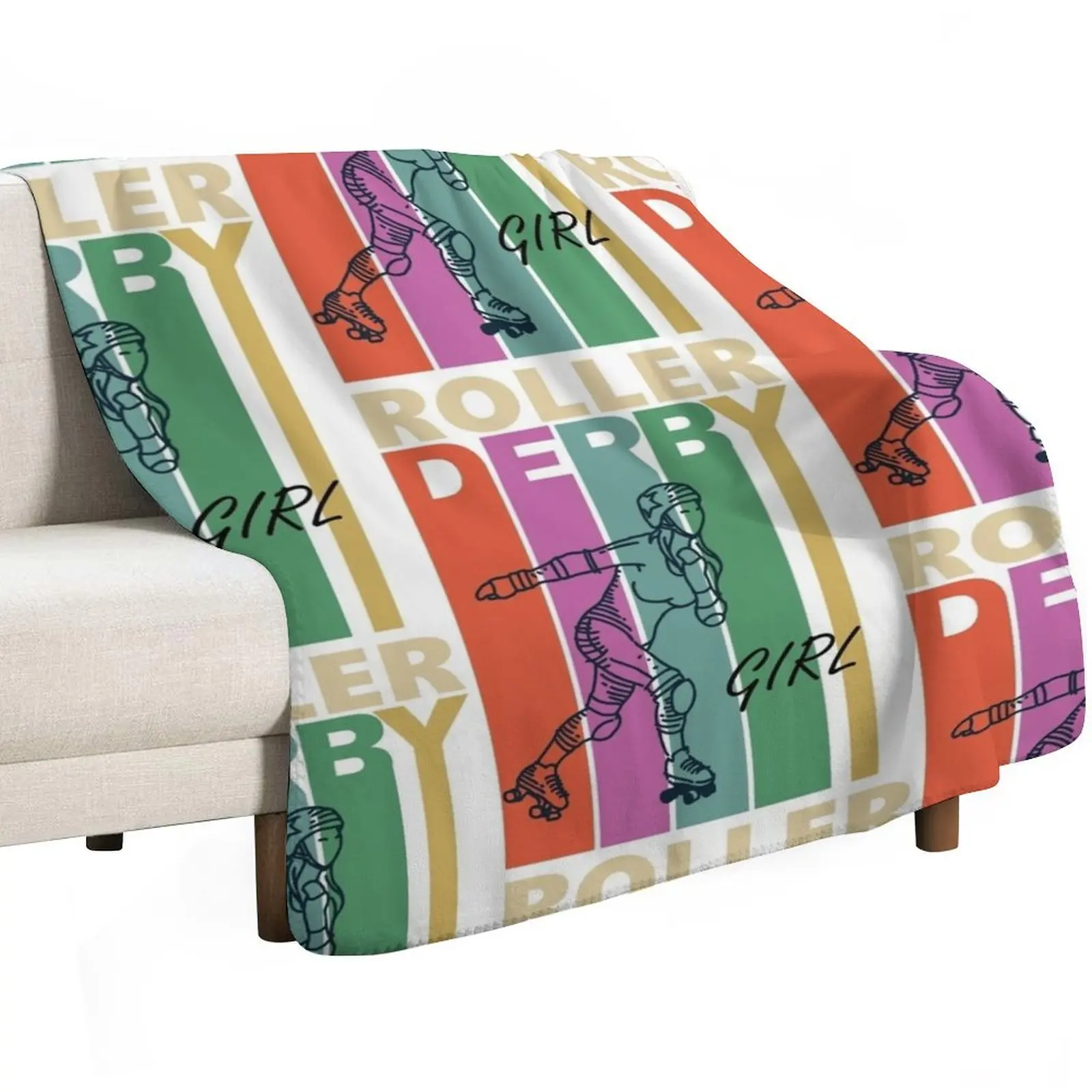 Roller Derby GIRL Throw Blanket Thins Plaid on the sofa Beach Blankets For Sofas Cute Plaid Soft Beds Blankets